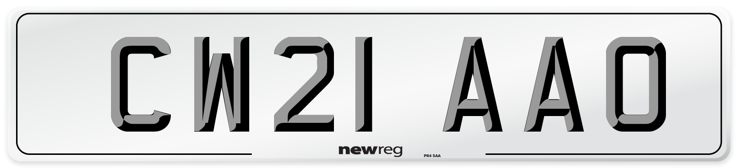CW21 AAO Number Plate from New Reg